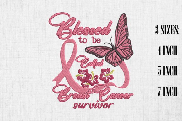 Breast Cancer Survivor Pink Ribbon Embroidery