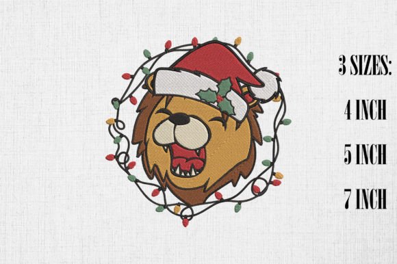 Cute Lion Christmas Lights Happy Xmas Embroidery Review